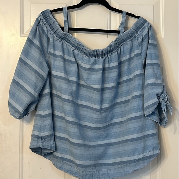 Lane Bryant off-shoulder denim top, size 18/20 - Picture 2 of 8